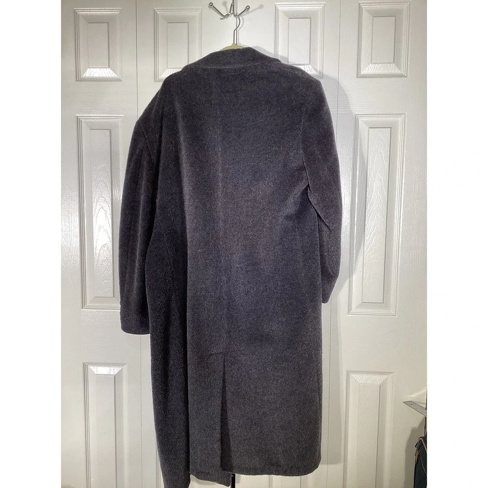 Vintage London Fog Men's 42 Long Dark Gray 100% Wool Trench Coat Button Pea USA